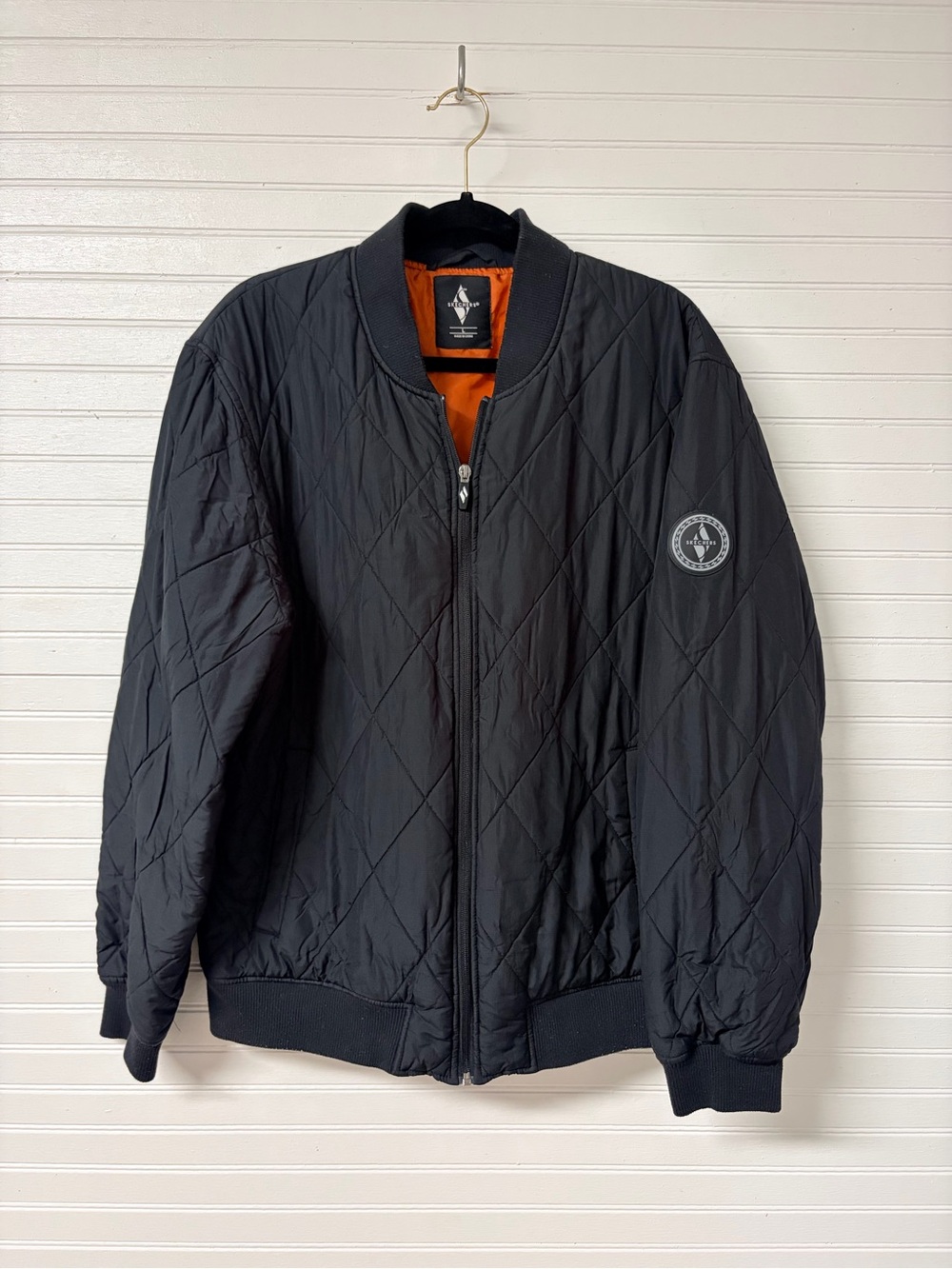 Men's Black Quilted Bomber Jacket - Military Inspired